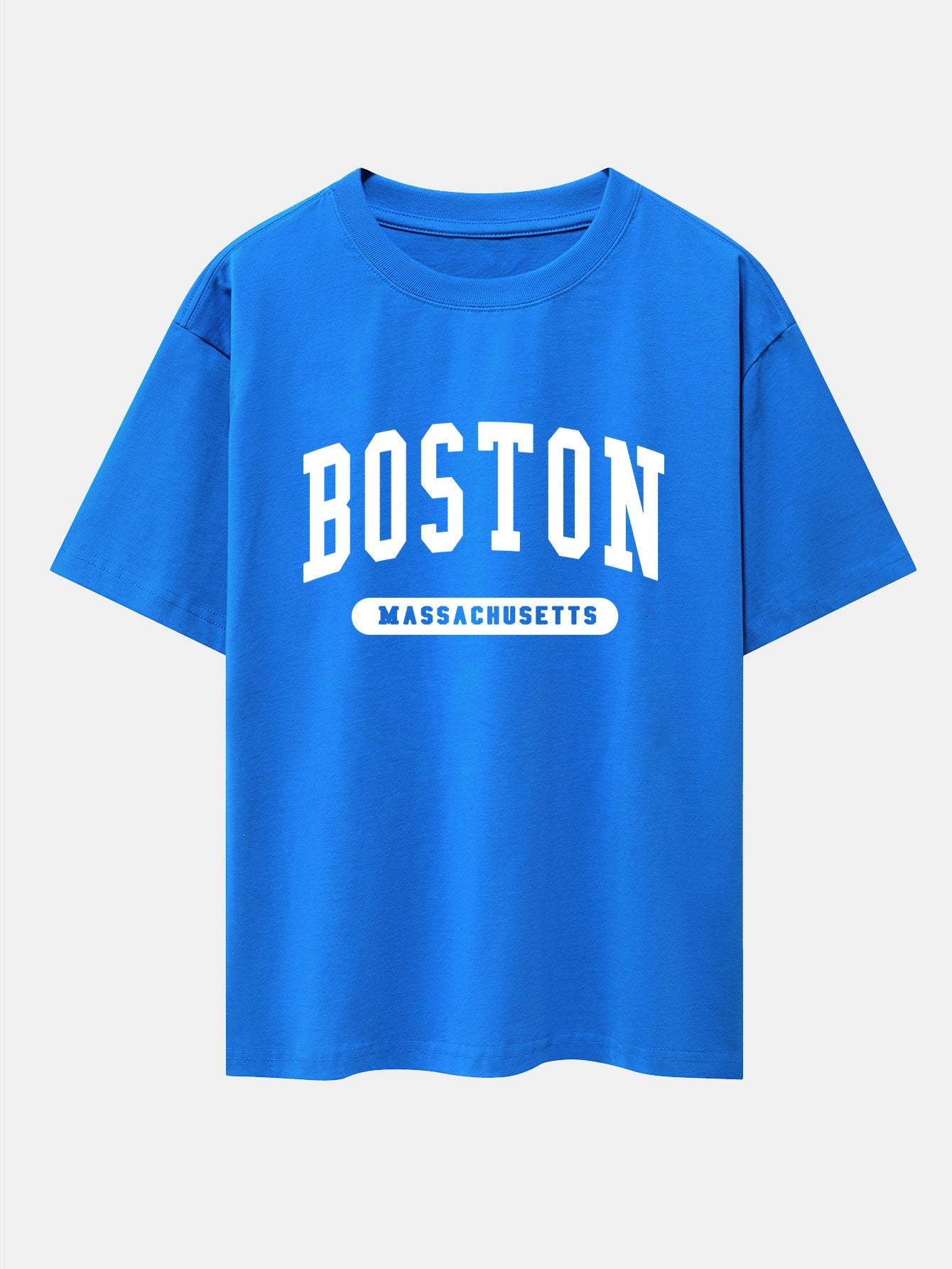 Boston Slogan Print Drop Shoulder Oversize T-Shirt