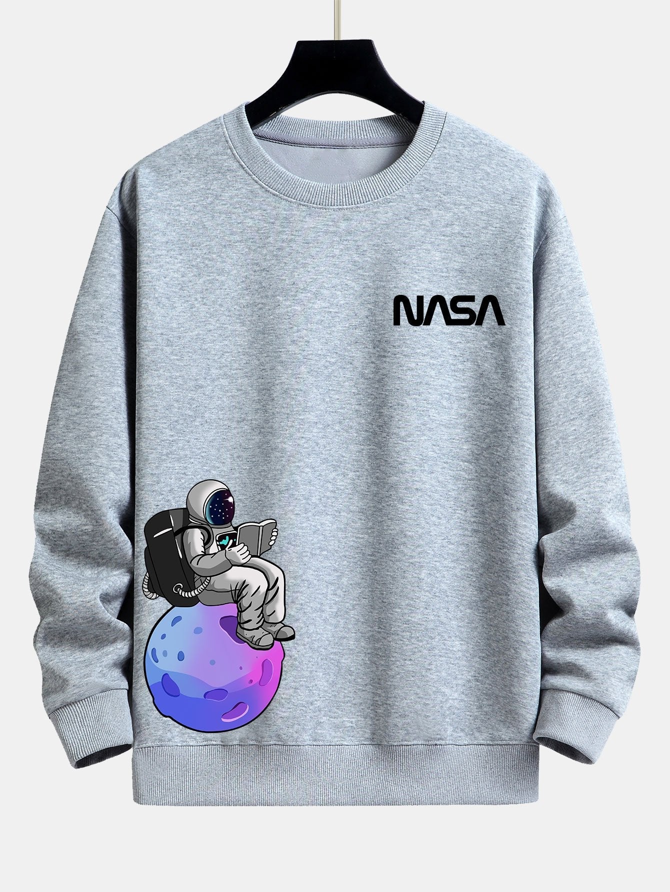 NASA Astronaut Reading Book Print Relax Fit Sweatshirt