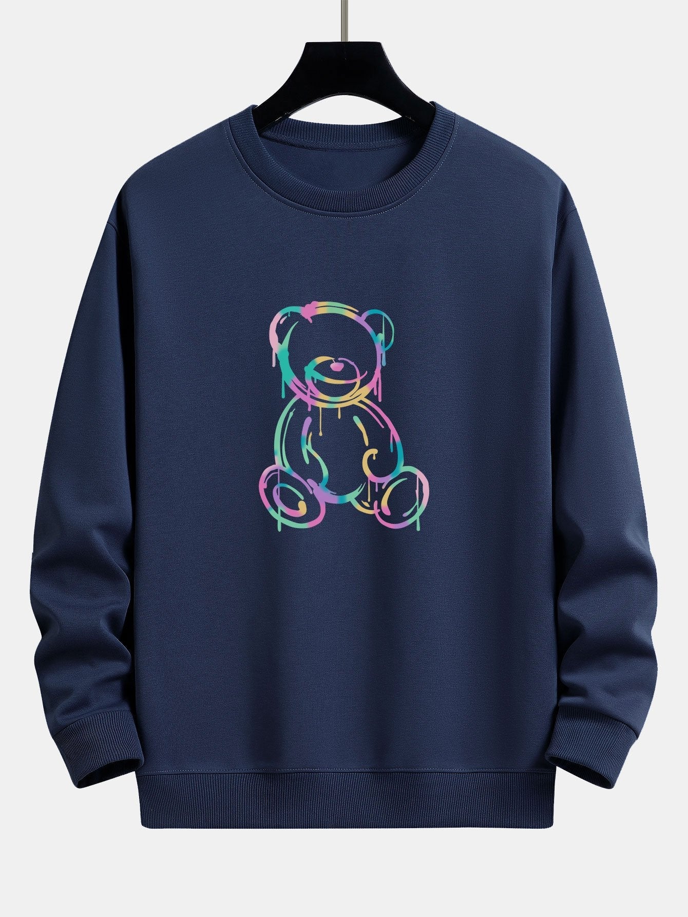 Colorful Dissolving Bear Print Relax Fit Sweatshirt