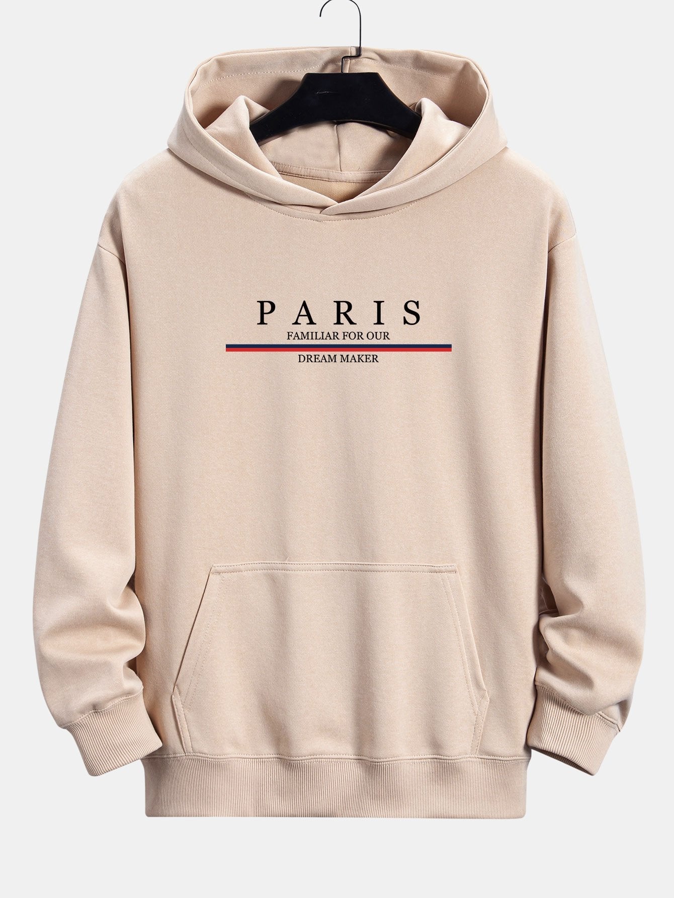 Sweat à capuche coupe décontractée à rayures Paris et imprimé slogan