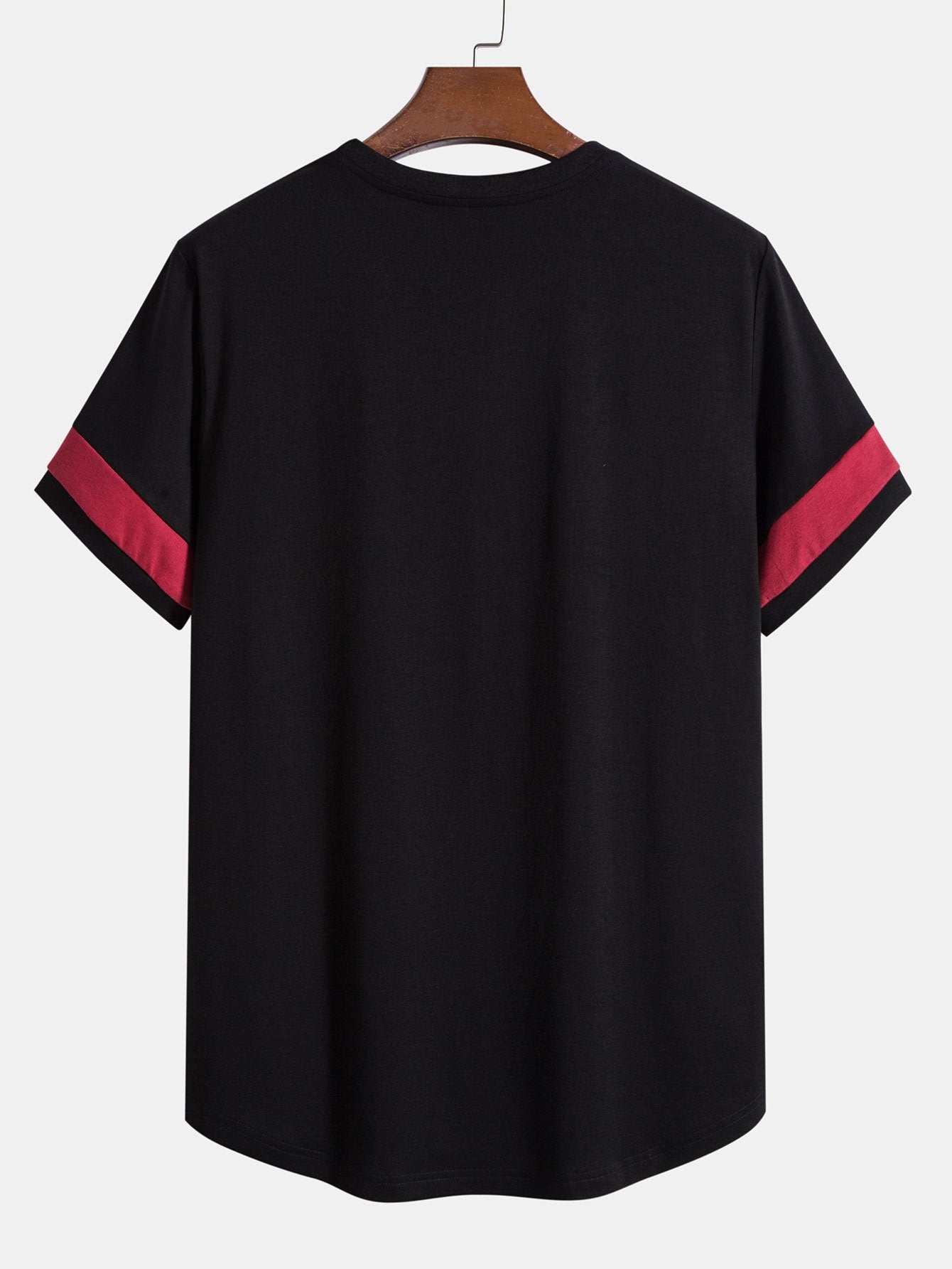 Color Block Patchwork Arc Hem T-Shirt