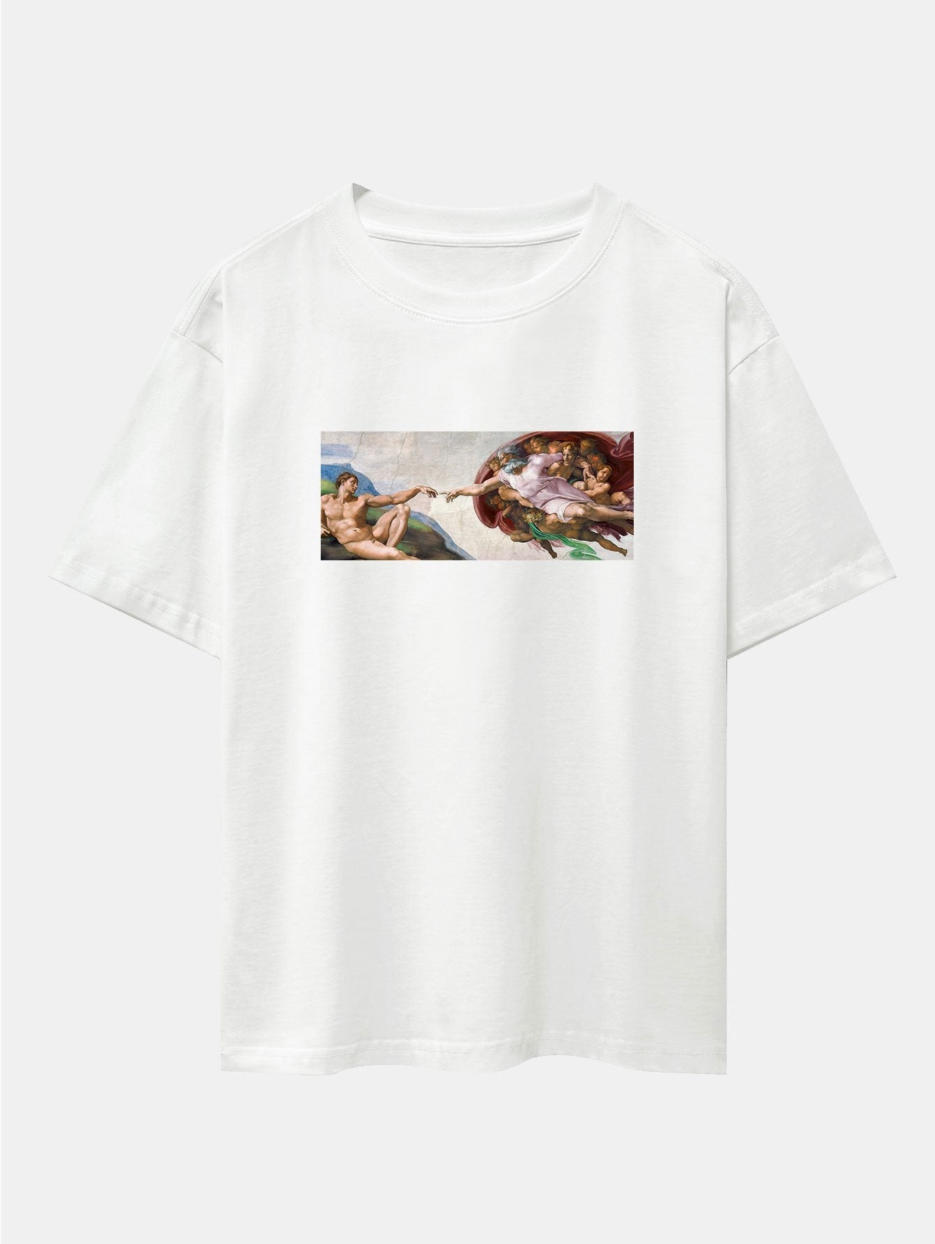 The Creation of Adam Print Drop Shoulder Oversize T-Shirt