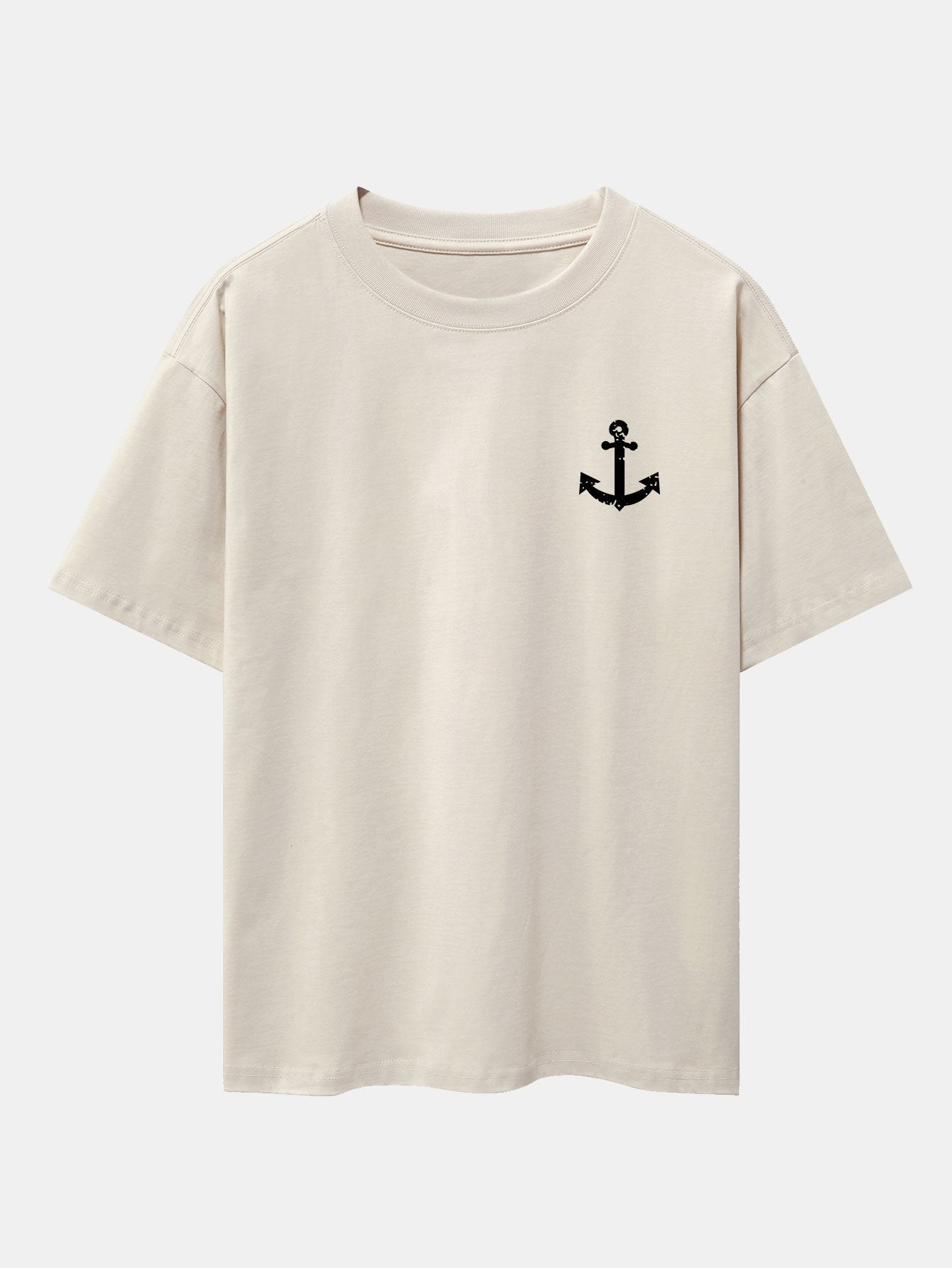 Anchor Print Drop Shoulder Oversize T-Shirt