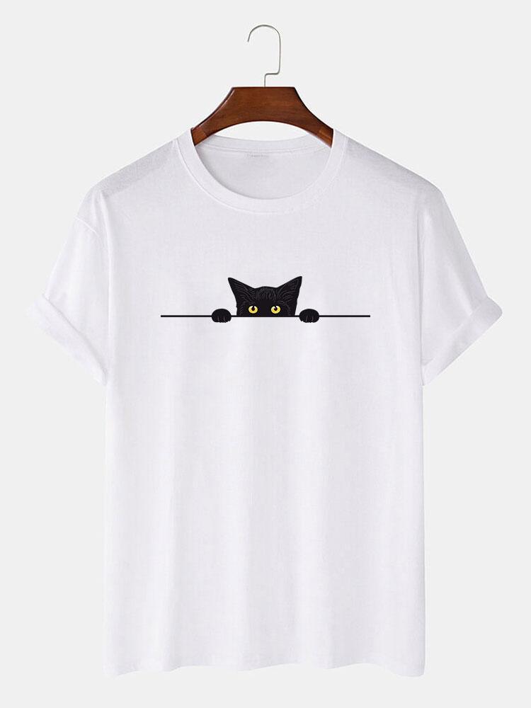 Black Cat Print T-Shirt