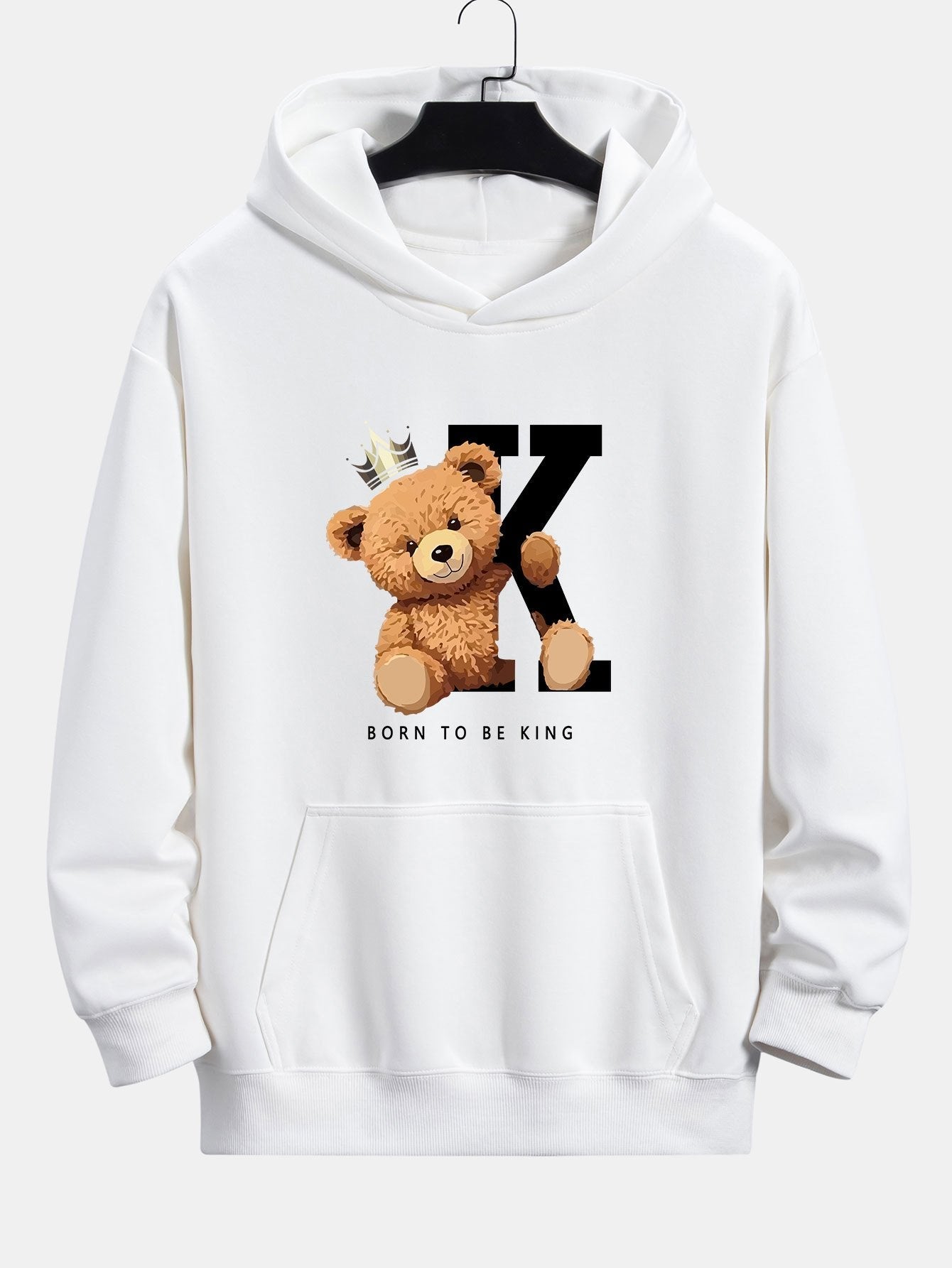 Crown King Bear Print Relax Fit Hoodie