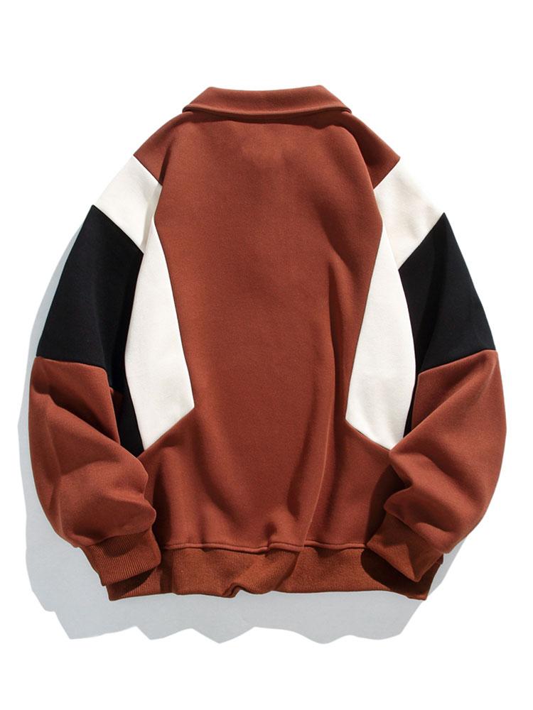 Relax Fit Color Block Polo Sweatshirt