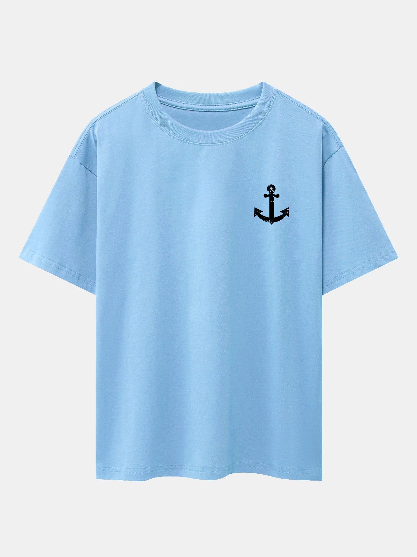 Anchor Print Drop Shoulder Oversize T-Shirt