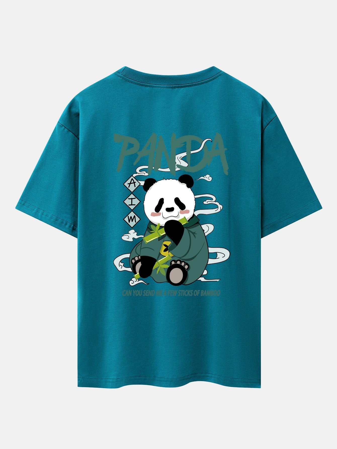 Cute Panda Back Print Oversize T-Shirt