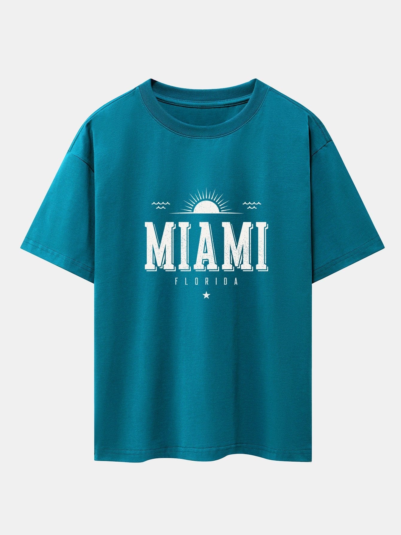 Vintage Miami Letter Print Heavy Weight Oversize T-Shirt