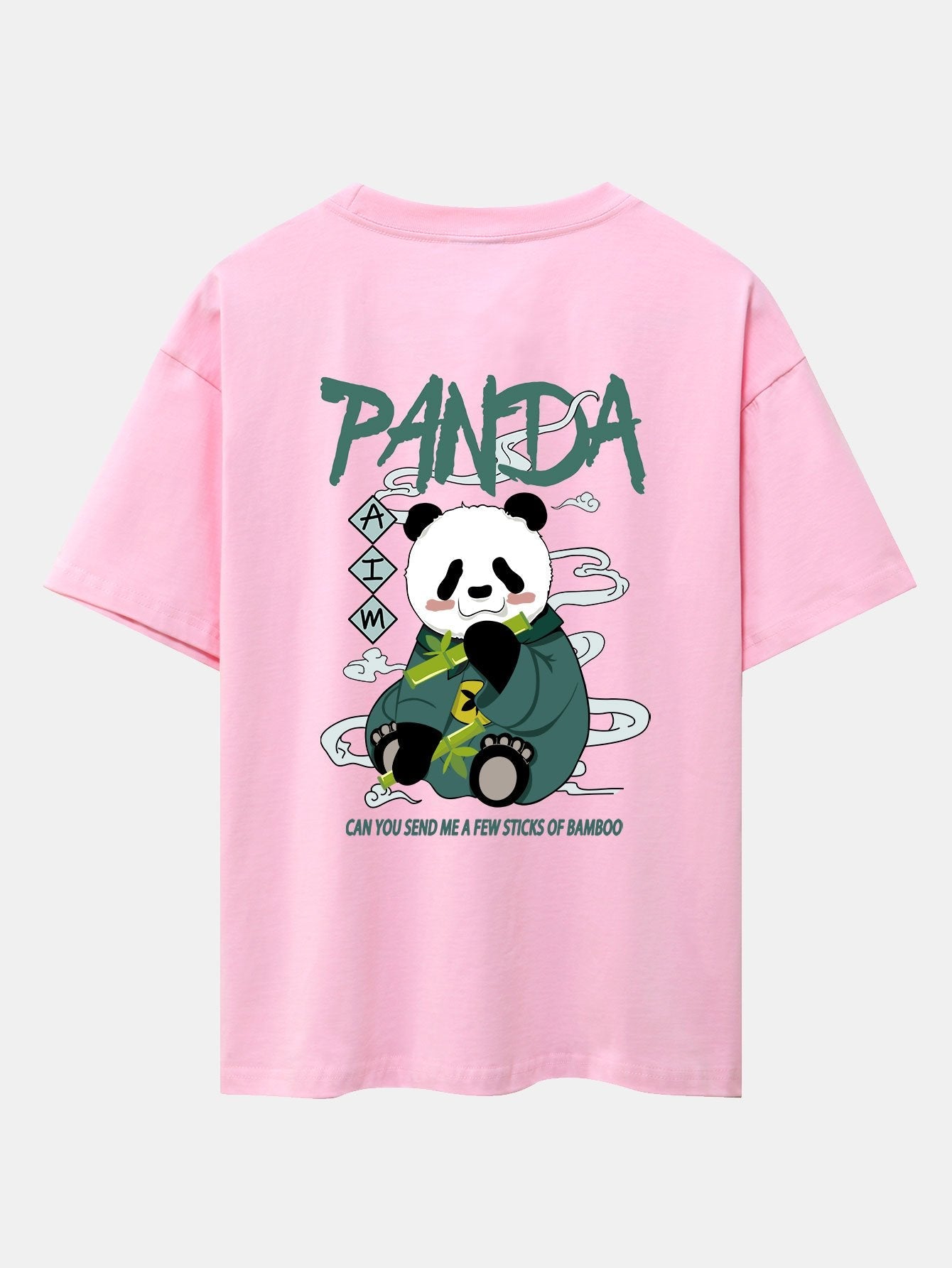 Cute Panda Back Print Oversize T-Shirt