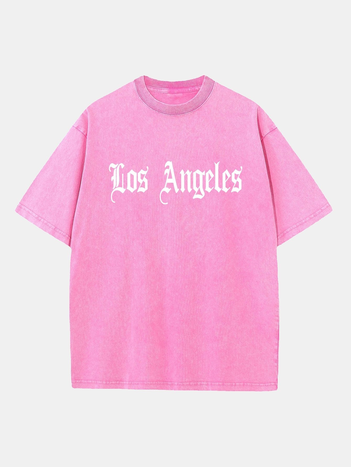 Los Angeles Gothic Print Washed Distressed Drop Shoulder T-Shirt