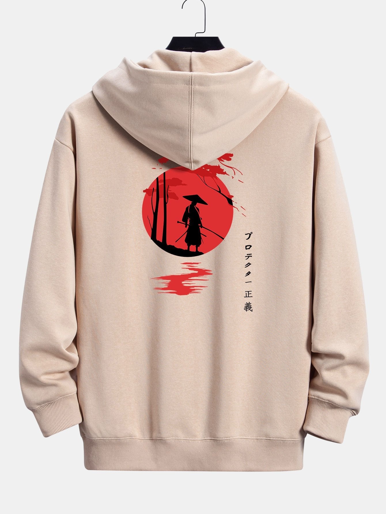 Sweat à capuche coupe décontractée avec slogan Samurai imprimé au dos