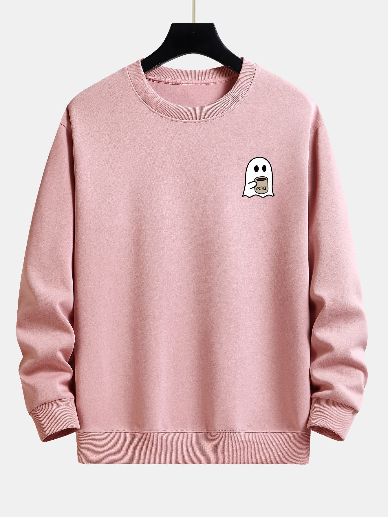 Ghost Drinking Coffee Print Relax Fit Sweatshirt