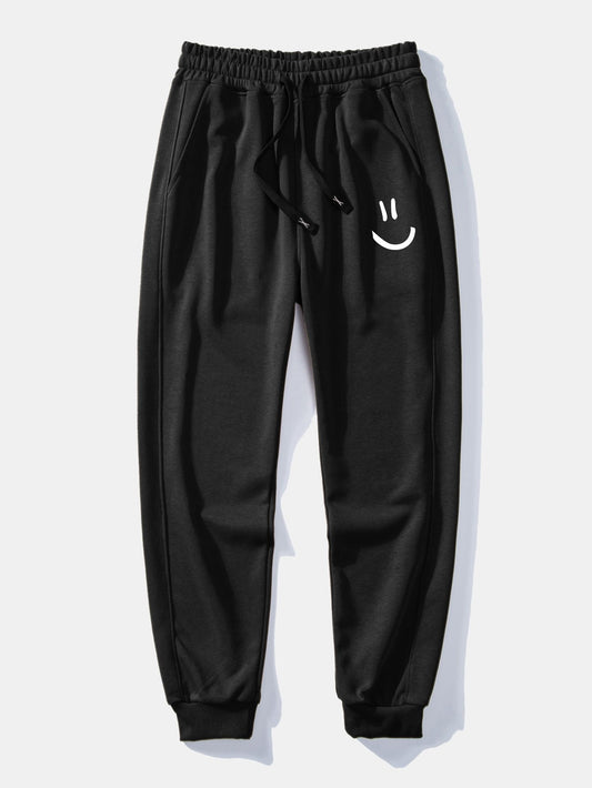 Smiley Face Print Jogging Pants