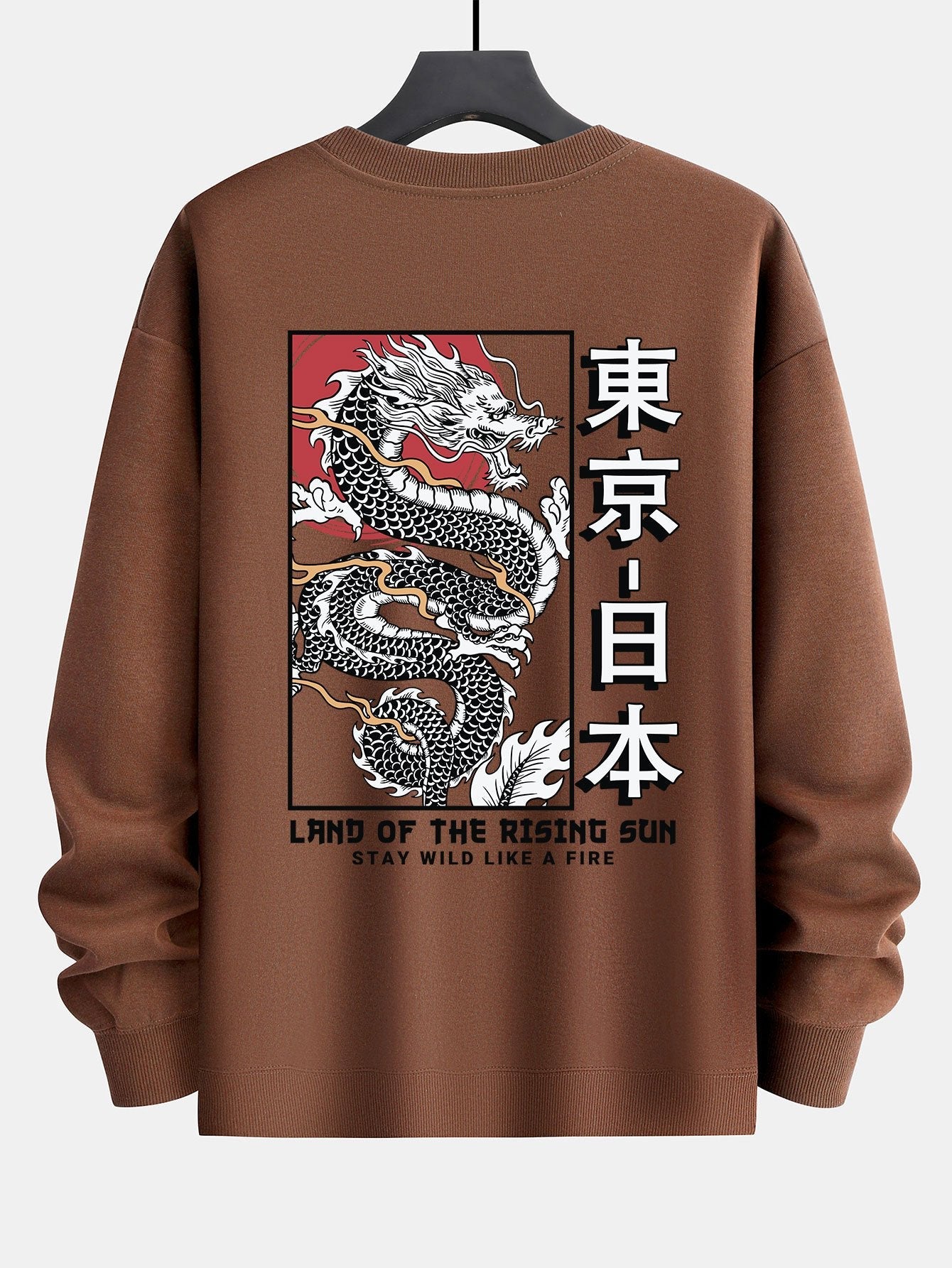 Sweat-shirt coupe décontractée à imprimé Tokyo Dragon au dos