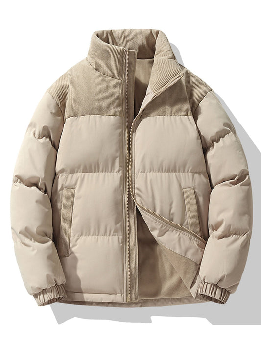 Corduroy Patchwork Puffer Jacket