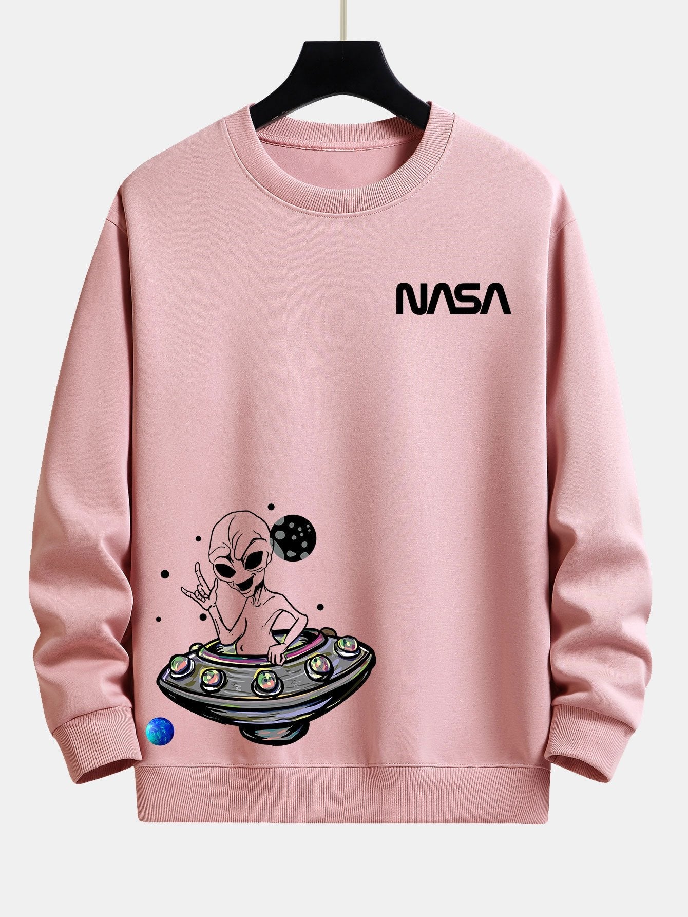 Sweat-shirt coupe décontractée à imprimé extraterrestre de la NASA