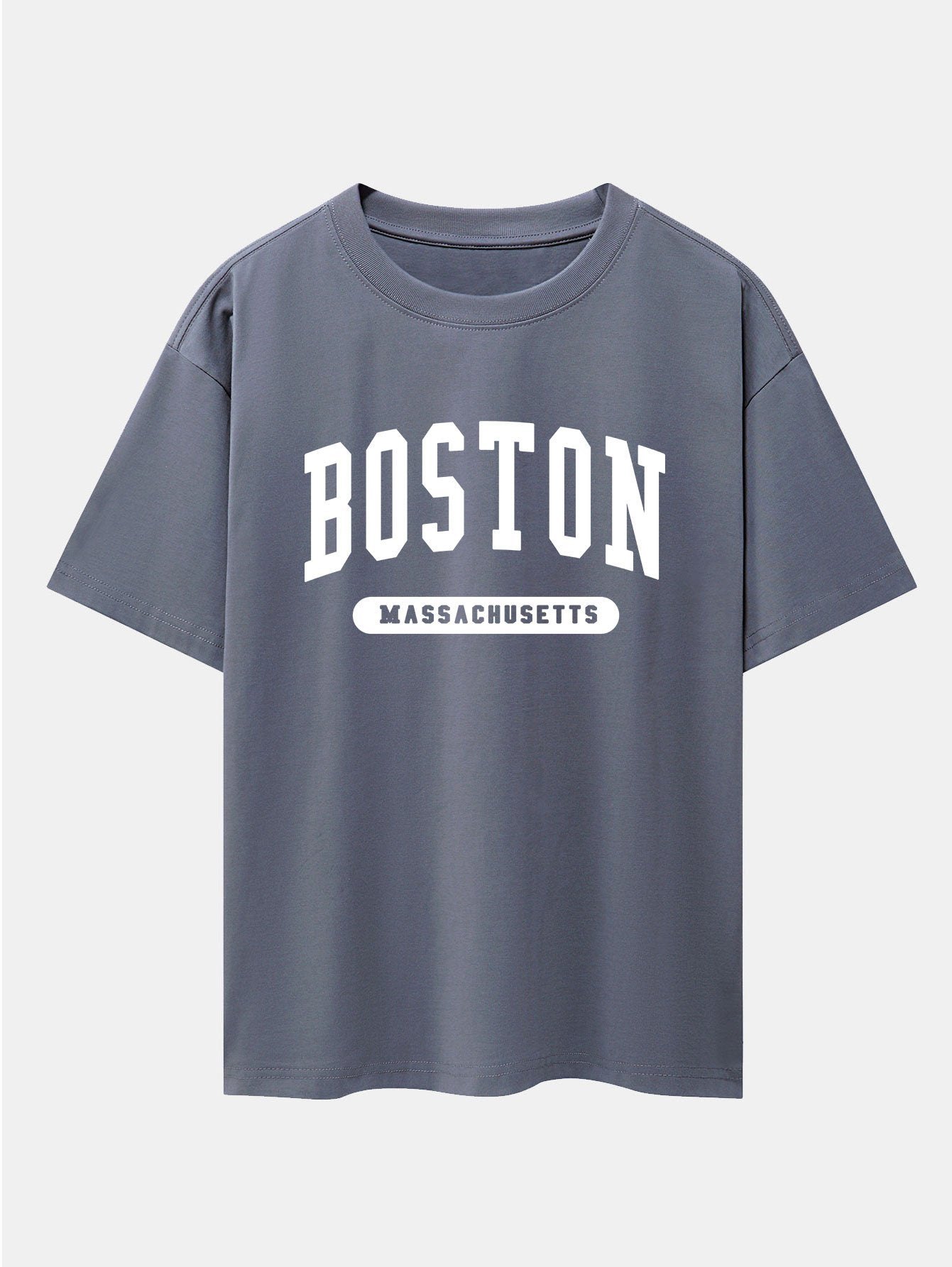 Boston Slogan Print Drop Shoulder Oversize T-Shirt