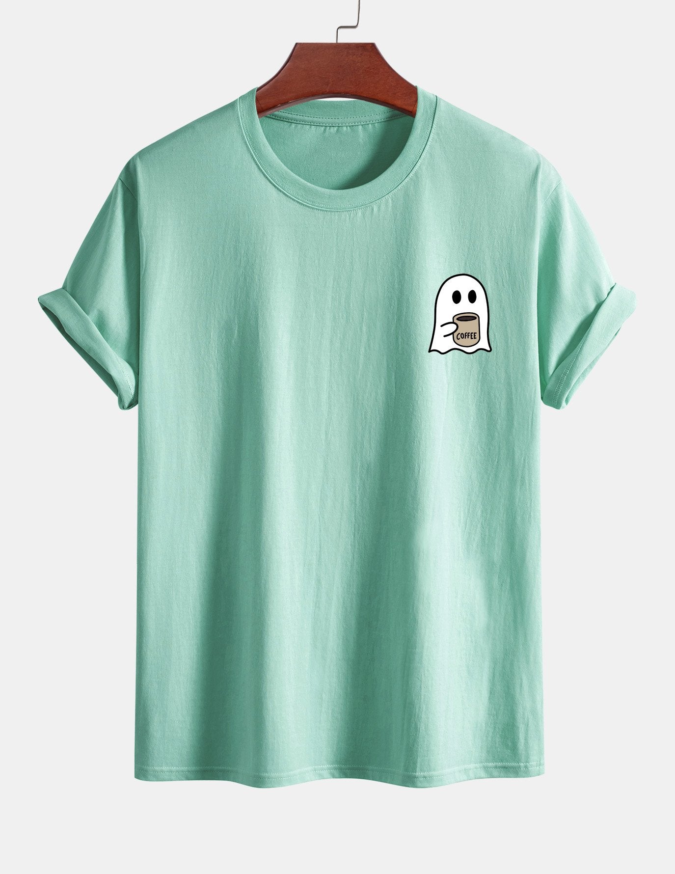 T-shirt en coton imprimé Ghost Drinking Coffee, coupe classique