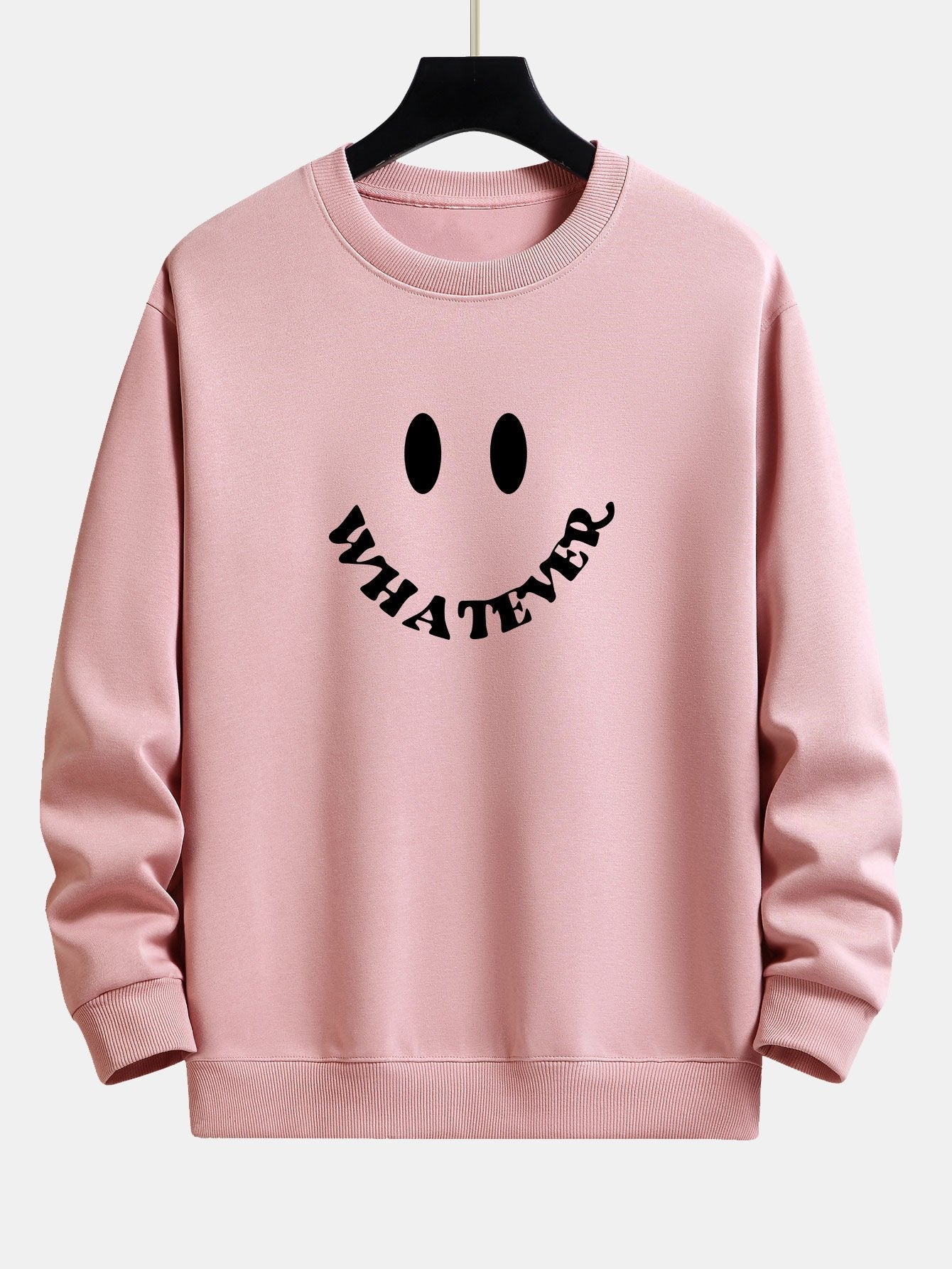 Sweat-shirt coupe décontractée à imprimé smiley et slogan