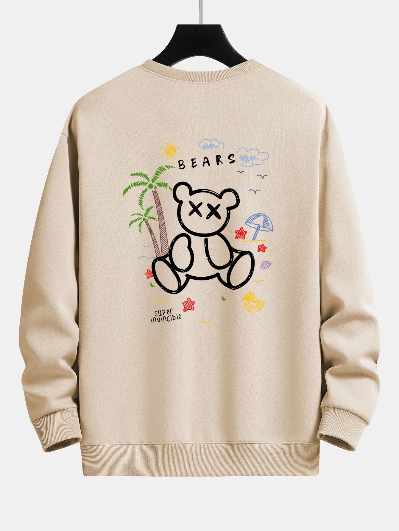 Sweat-shirt coupe décontractée à imprimé Bear On Vacation