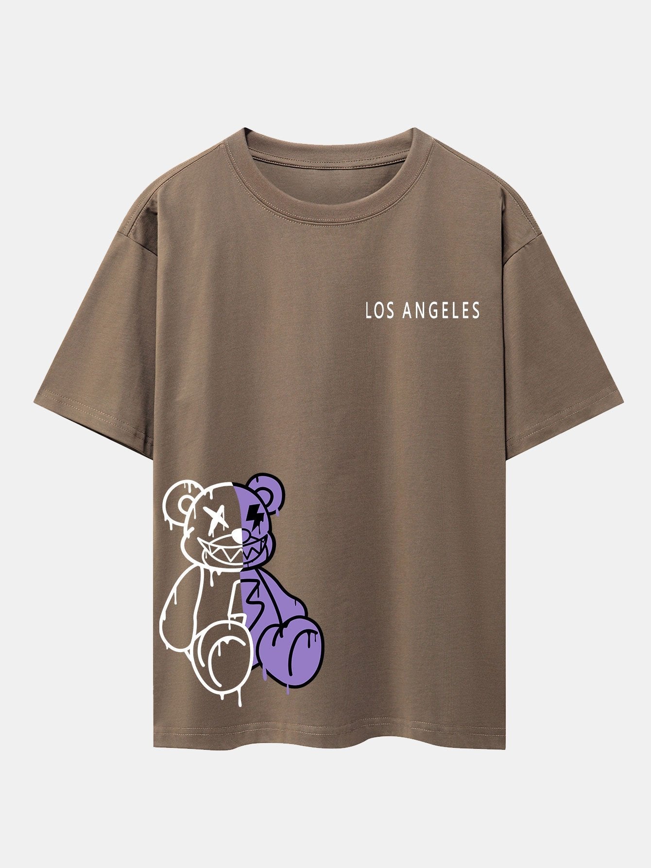 Los Angeles Dissolving Bear Print Drop Shoulder Oversize T-Shirt