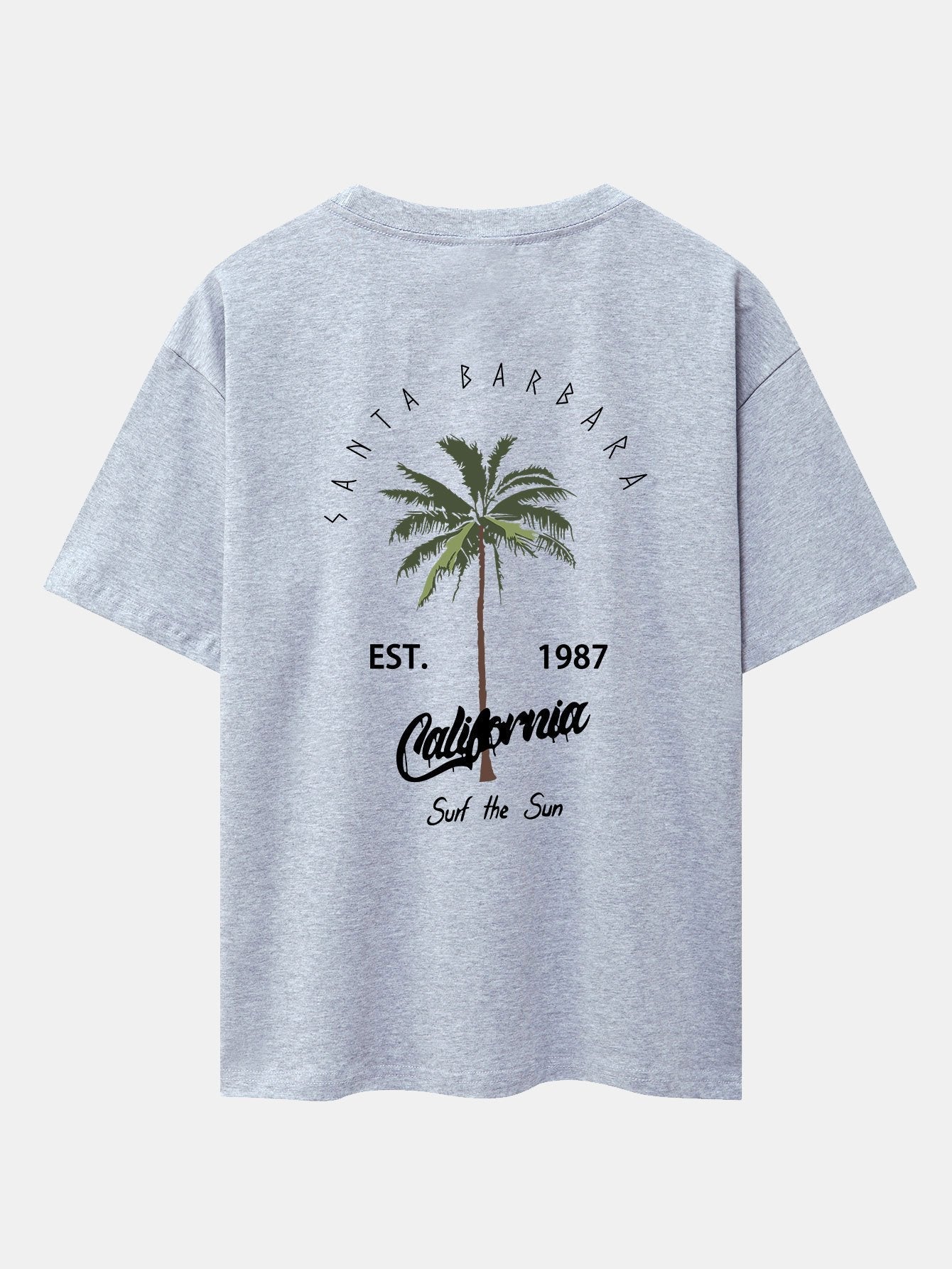 California Palm Tree Print Drop Shoulder Oversize T-Shirt