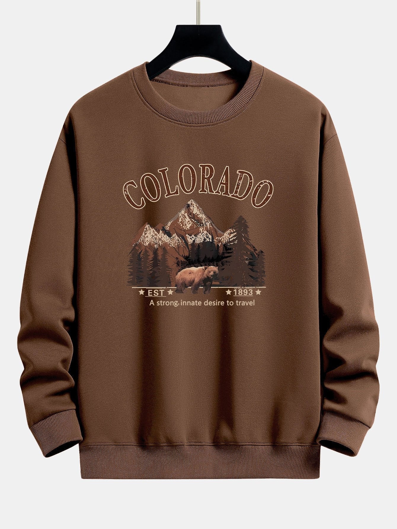 Sweat-shirt coupe décontractée à imprimé ours du Colorado