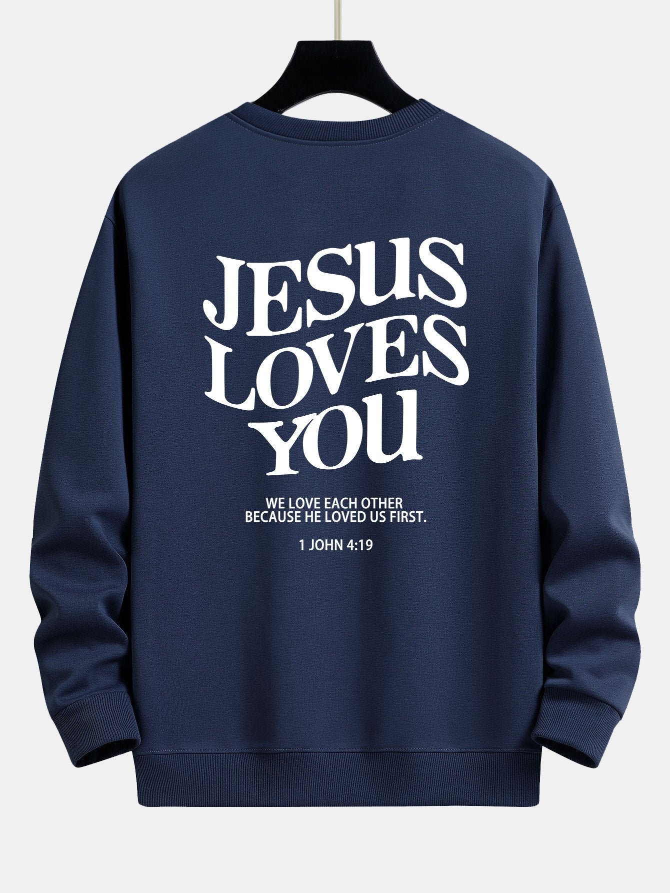 Sweat-shirt coupe décontractée à imprimé Jesus Loves You Back