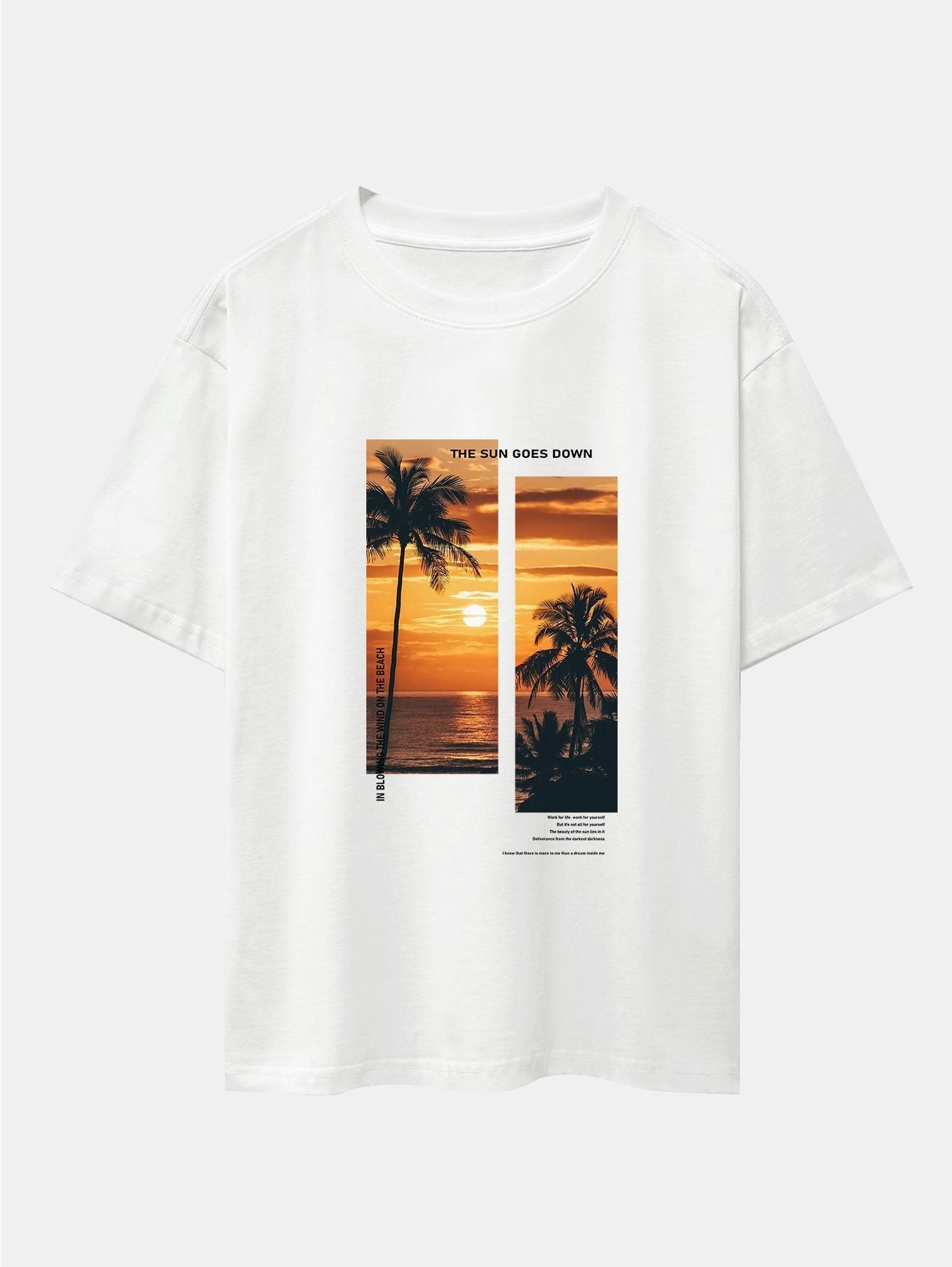 Palm Trees Beach Landscape Slogan Print Drop Shoulder Oversize T-Shirt