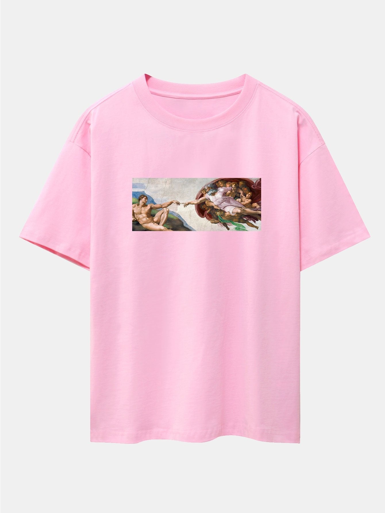 The Creation of Adam Print Drop Shoulder Oversize T-Shirt