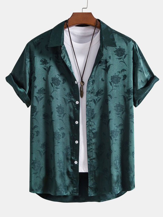 Chemise à fleurs en satin