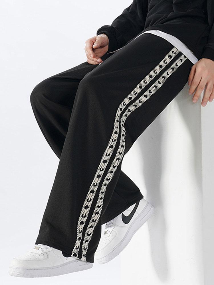 Side Webbing Panel Relax Fit Straight Leg Trousers