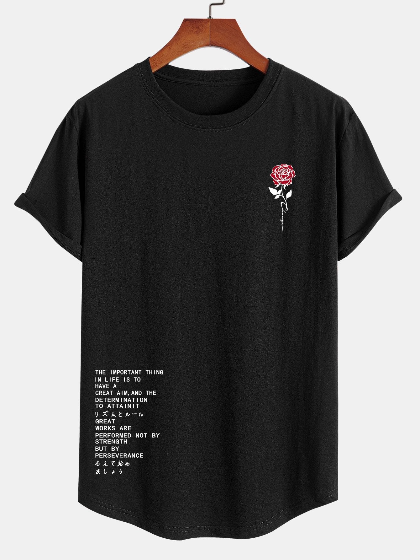 Slogan Rose Print Cotton Arc Home T-Shirt