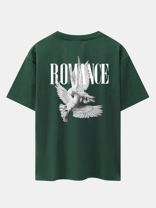 Romance Pigeon Slogan Back Print Drop Shoulder Oversize T-Shirt