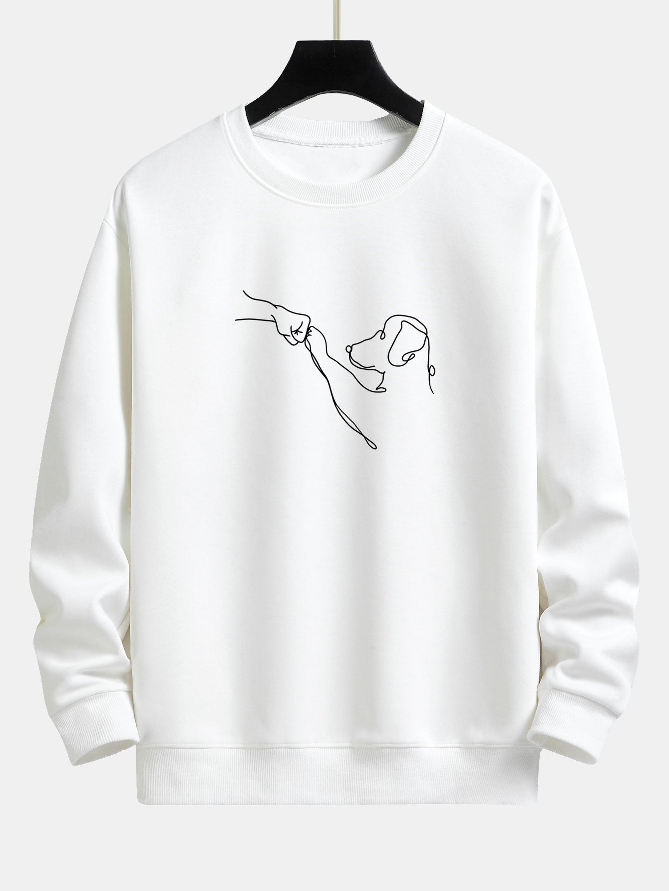 Sweat-shirt Coupe Relax à Imprimé Dessin au Trait de Chien