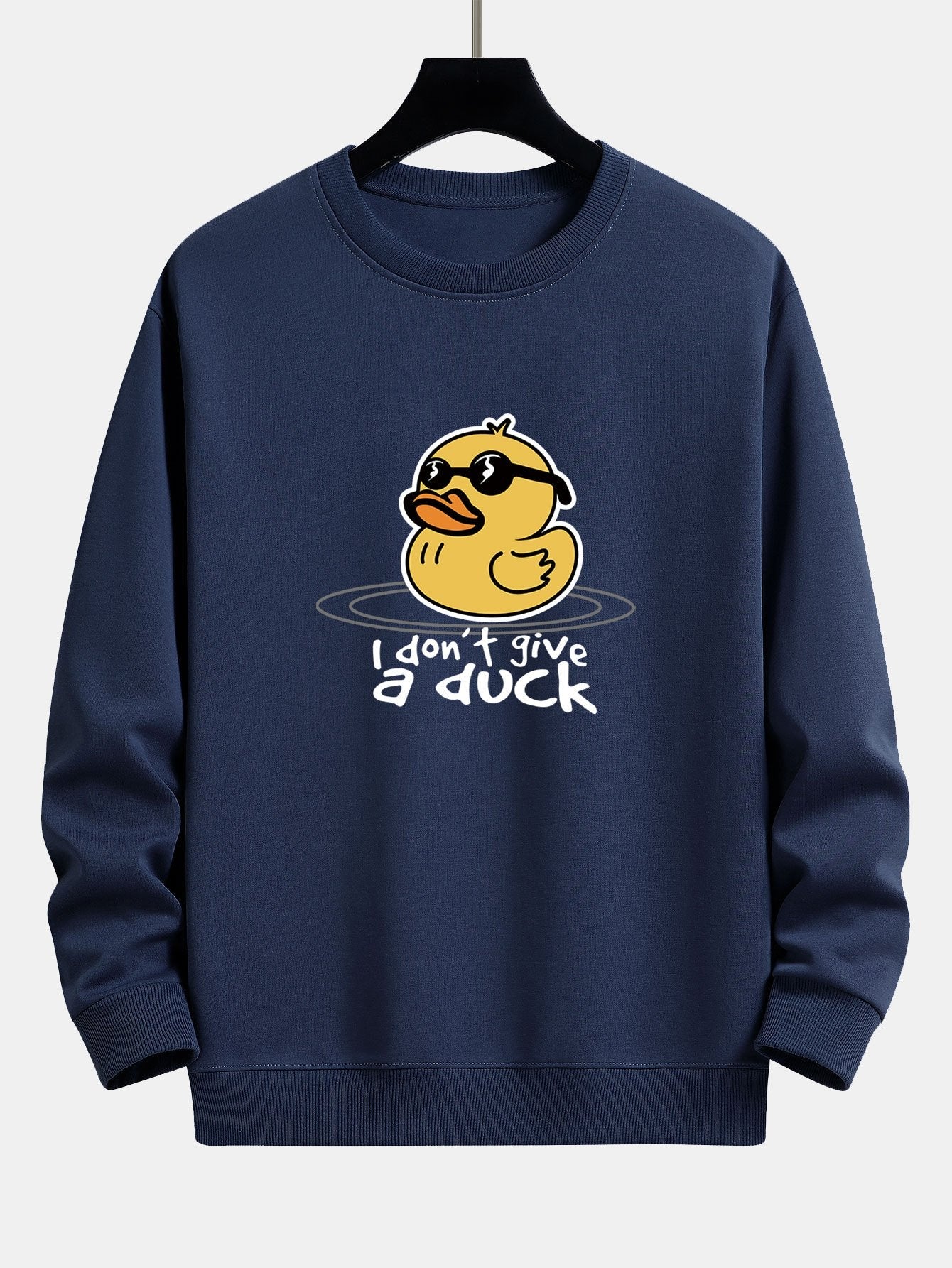 Sweat-shirt coupe décontractée imprimé canard jaune avec lunettes de soleil