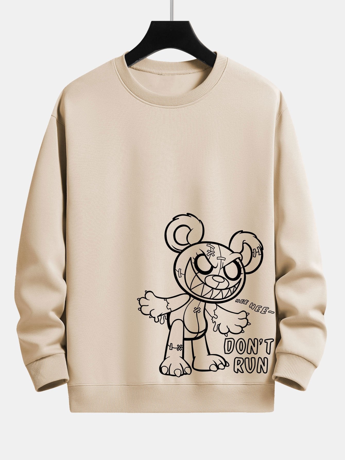 Sweat-shirt coupe décontractée à imprimé ours de dessin animé et slogan