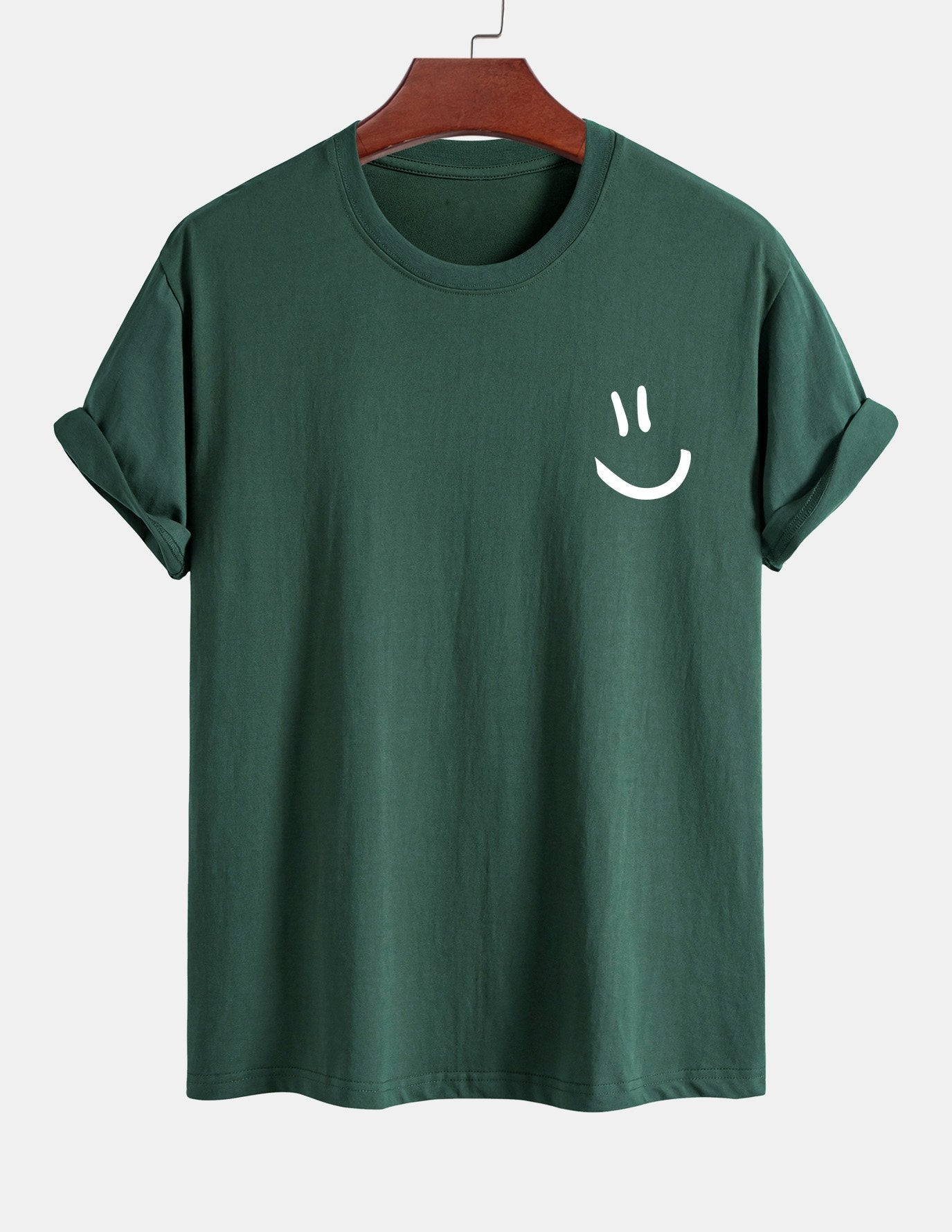 Regular Fit Smiley Face Print Cotton T-Shirt