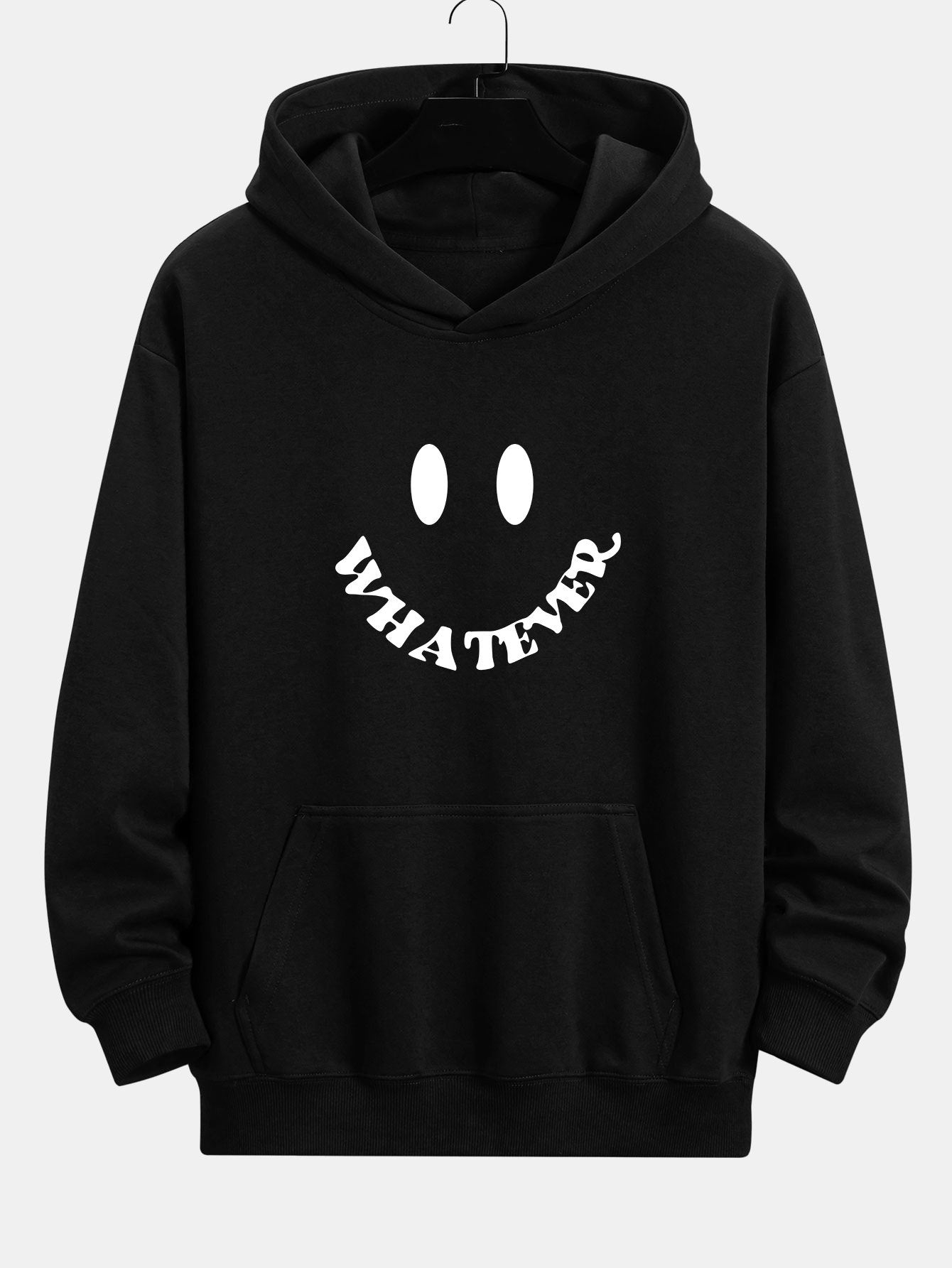 Sweat à capuche coupe décontractée à imprimé smiley et slogan