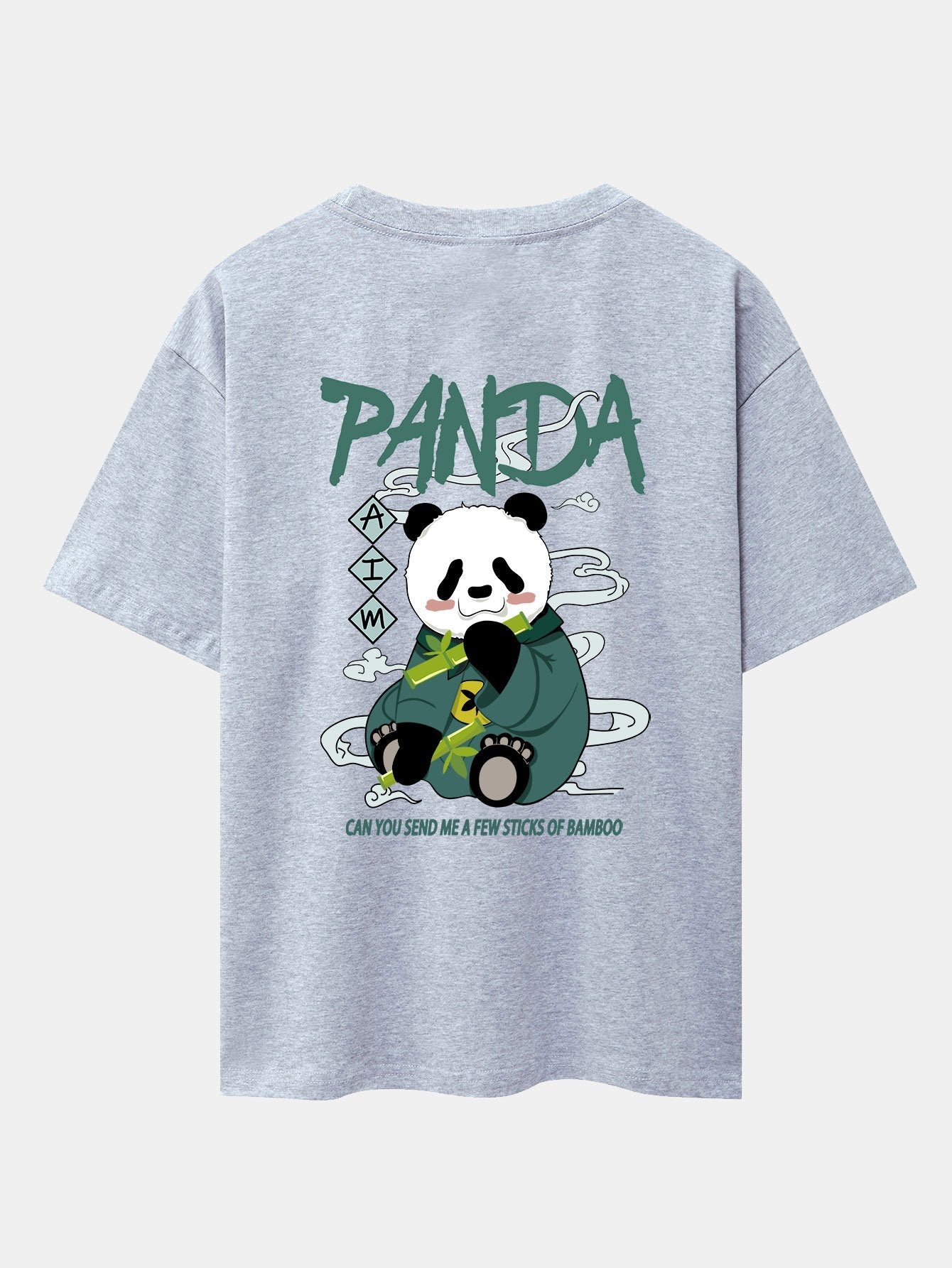 Cute Panda Back Print Oversize T-Shirt