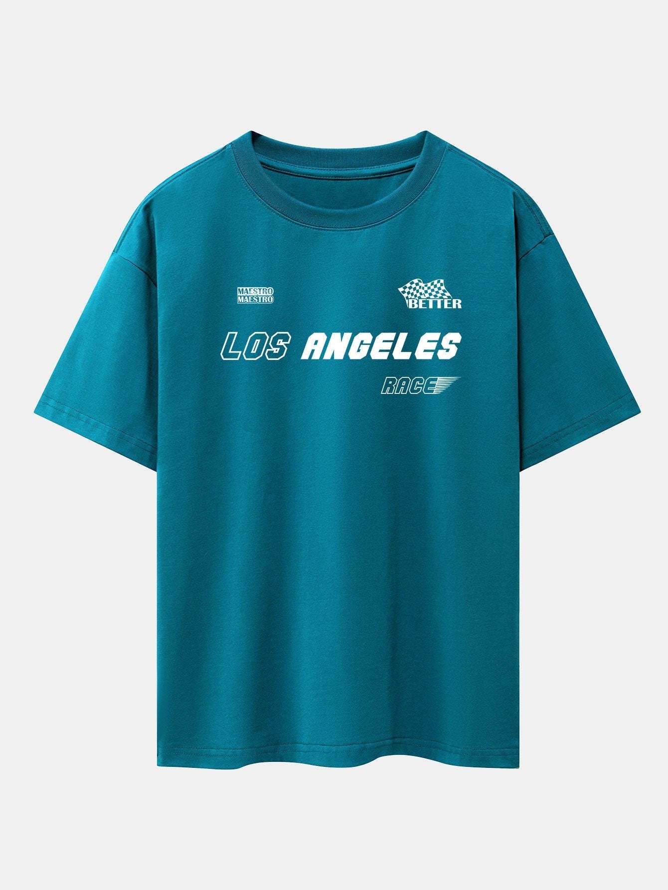 Los Angeles Slogan Print Drop Shoulder Oversize T-Shirt