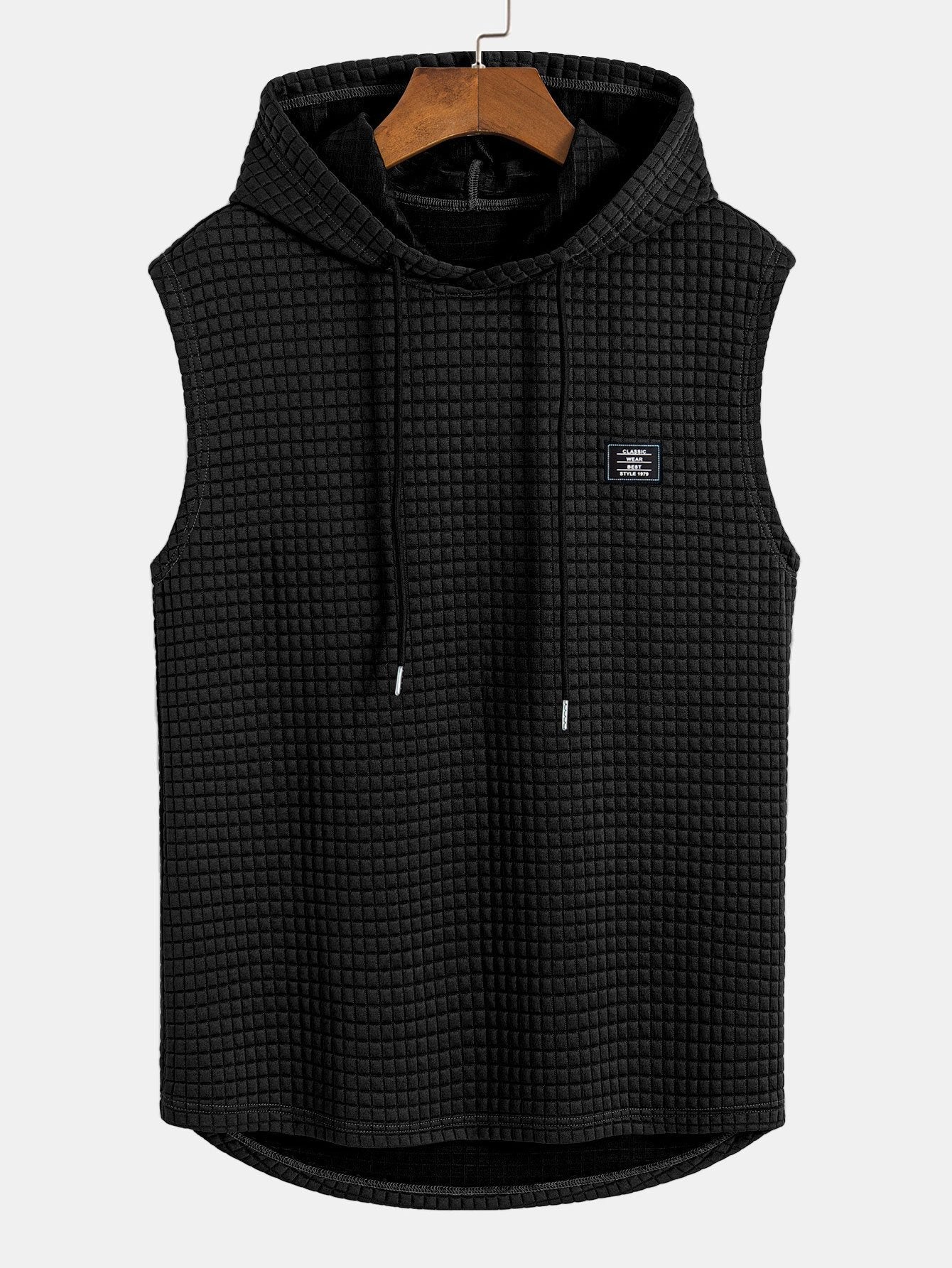 Sleeveless Waffle Hooded Vest