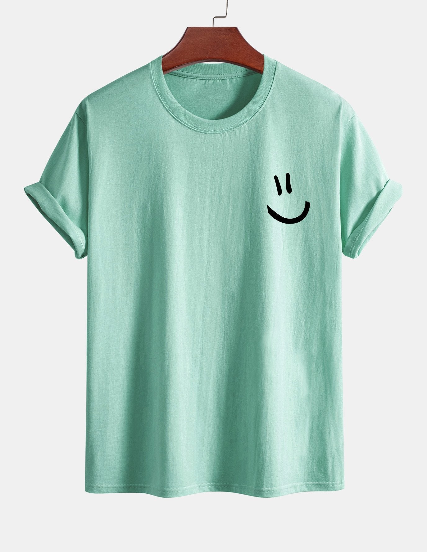 Regular Fit Smiley Face Print Cotton T-Shirt