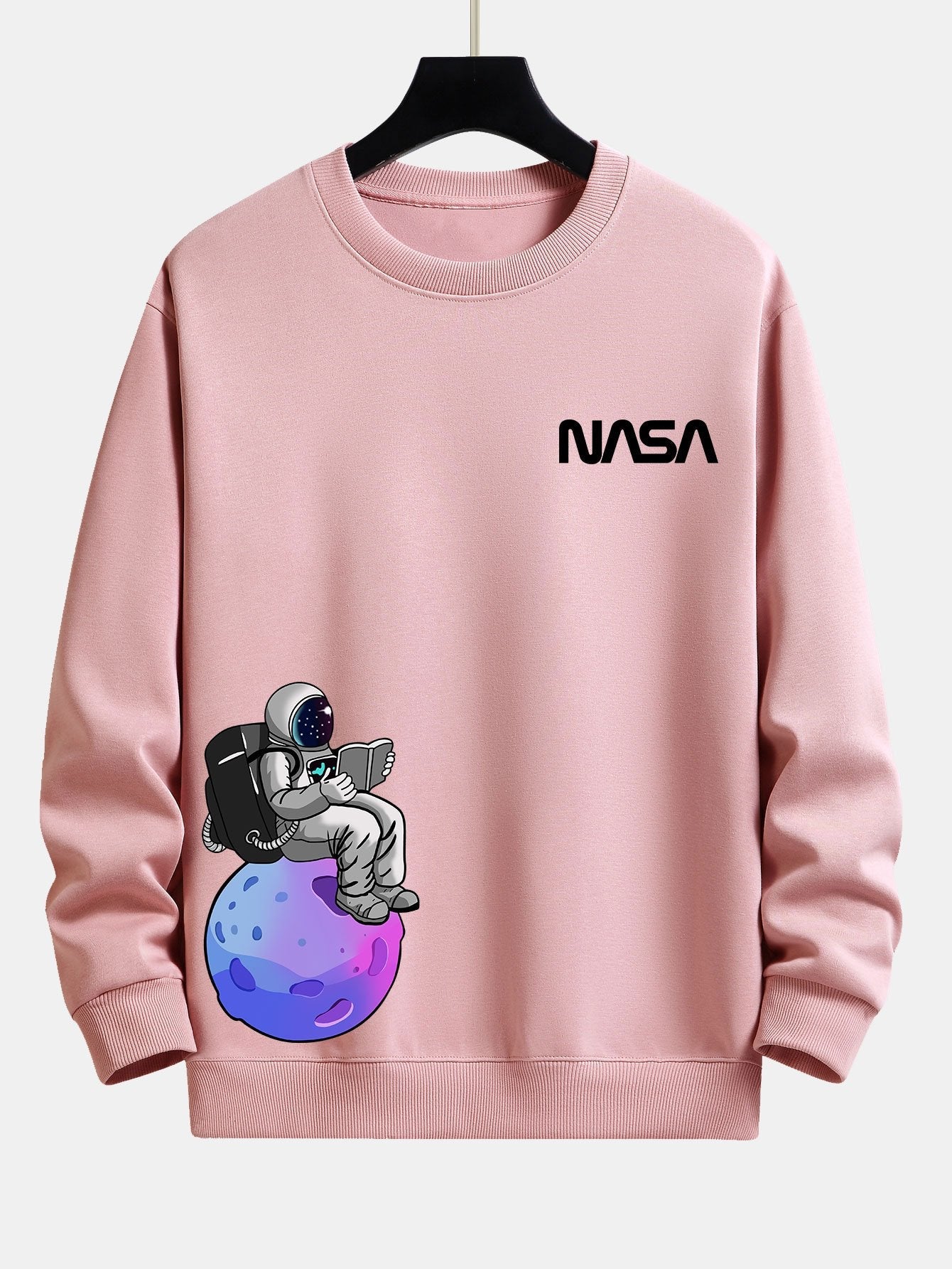 NASA Astronaut Reading Book Print Relax Fit Sweatshirt