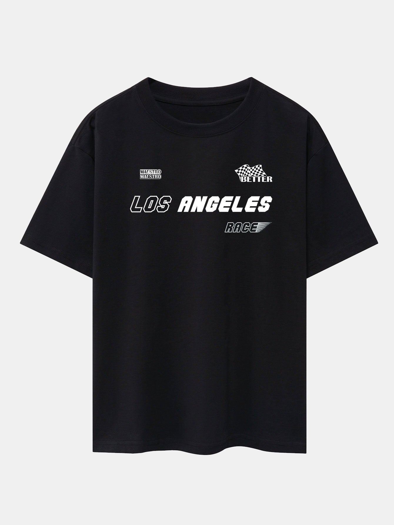 Los Angeles Slogan Print Drop Shoulder Oversize T-Shirt