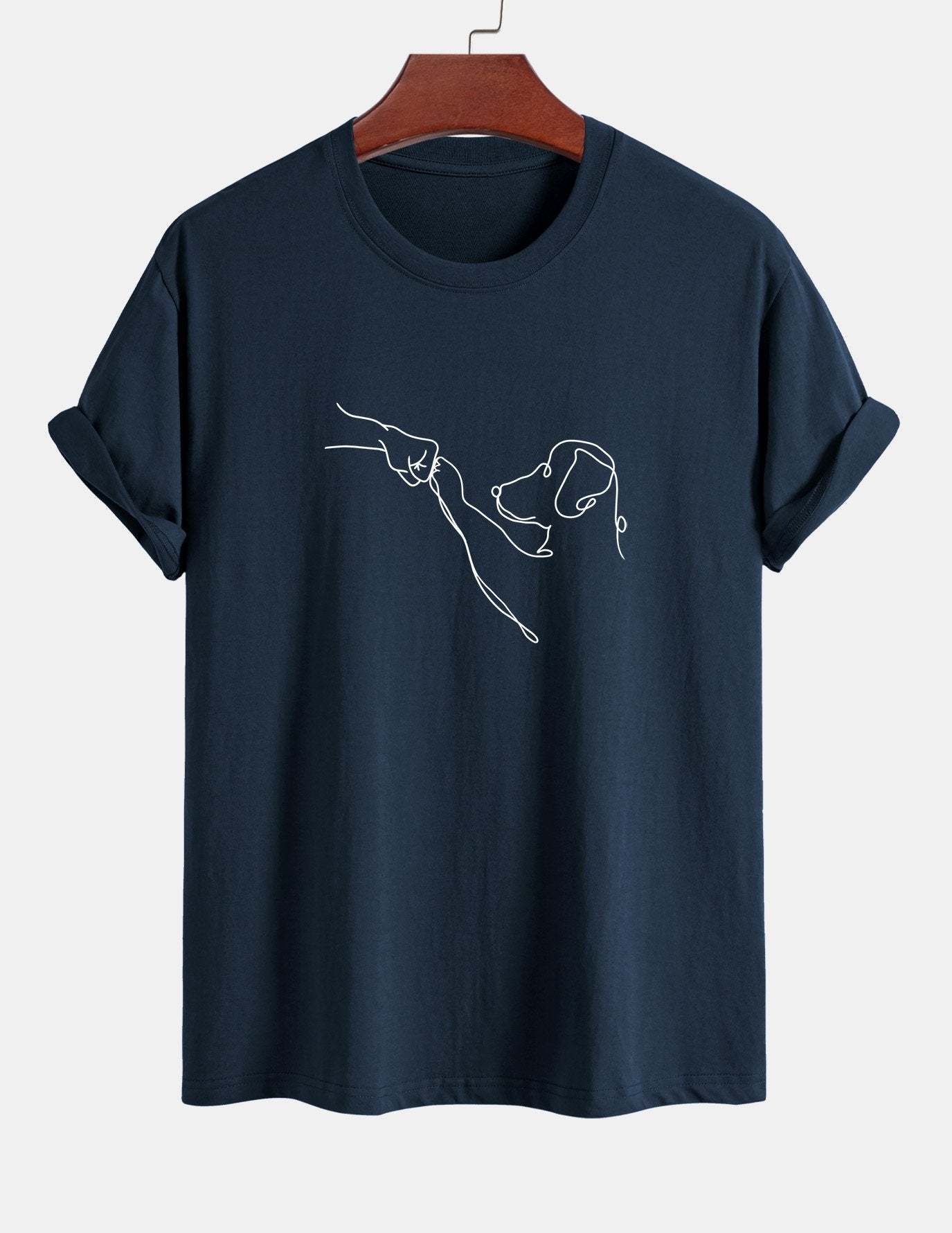 T-shirt en coton imprimé dessin au trait coupe classique