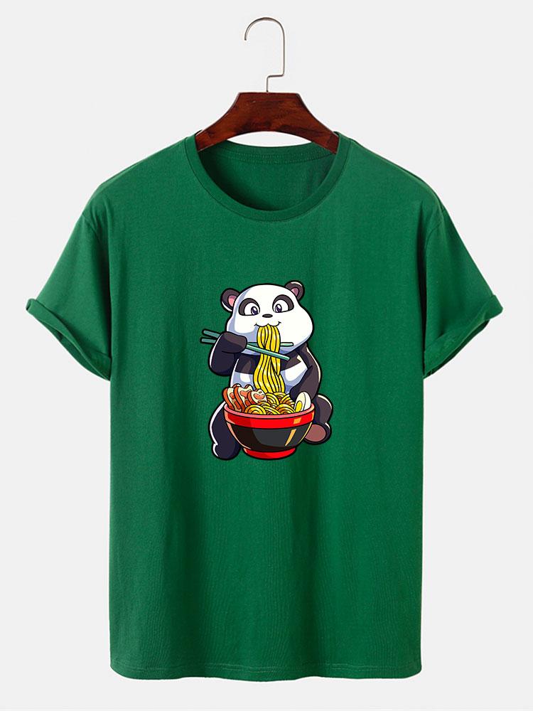 Panda Eating Ramen Print T-Shirt