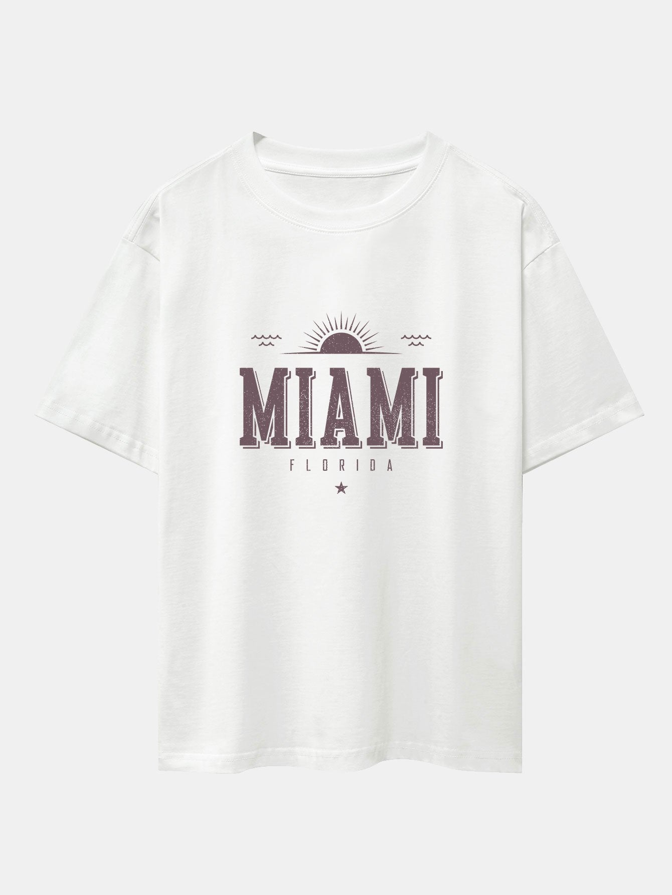 Vintage Miami Letter Print Heavy Weight Oversize T-Shirt