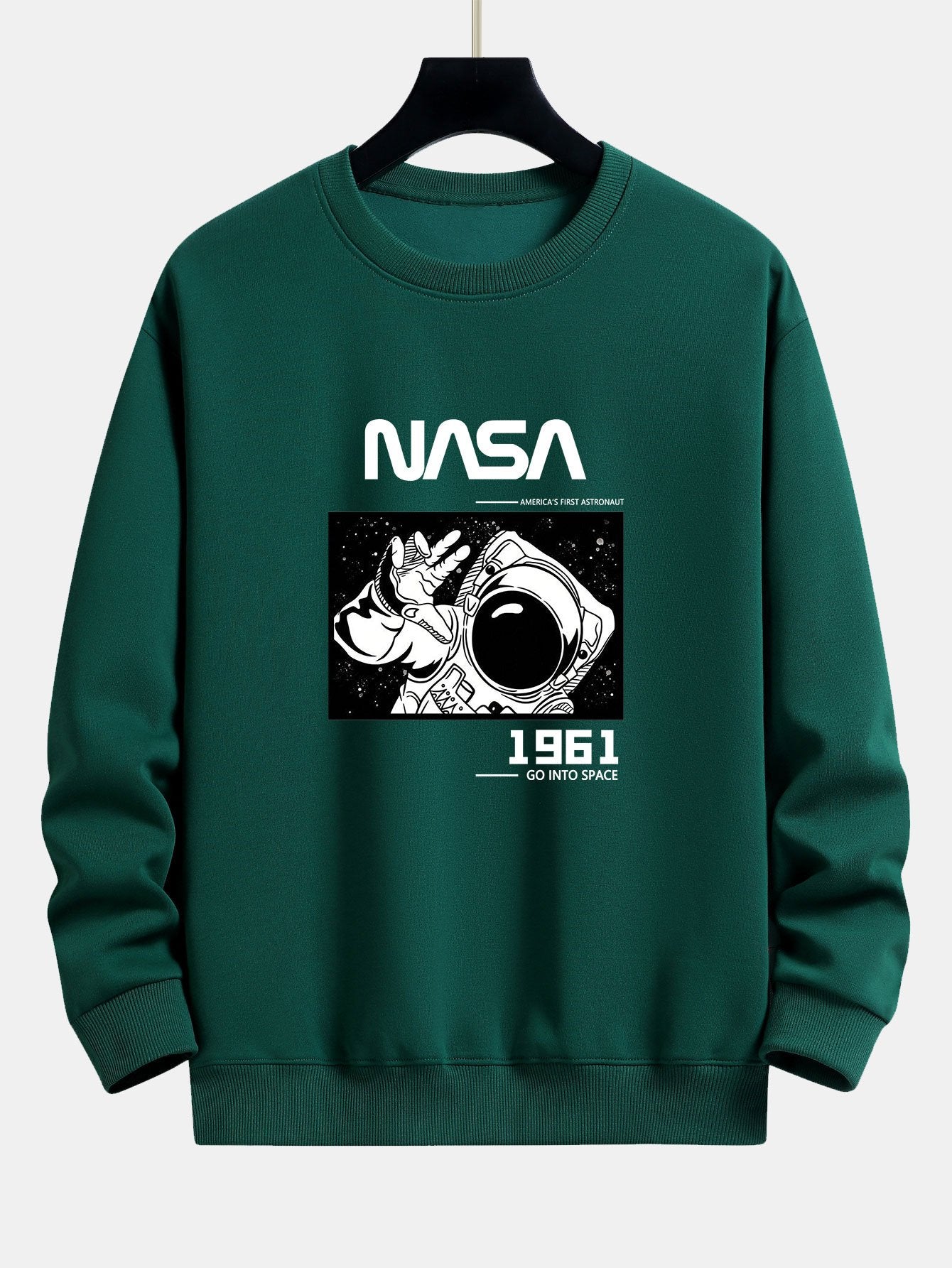 Sweat-shirt décontracté à imprimé slogan astronaute de la NASA